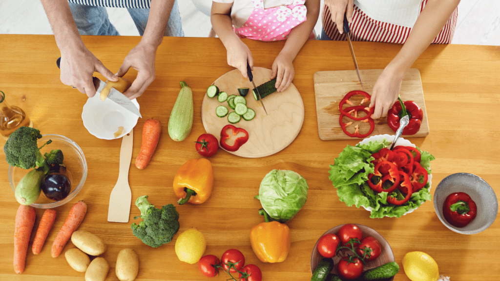 Preparing vegetables salad